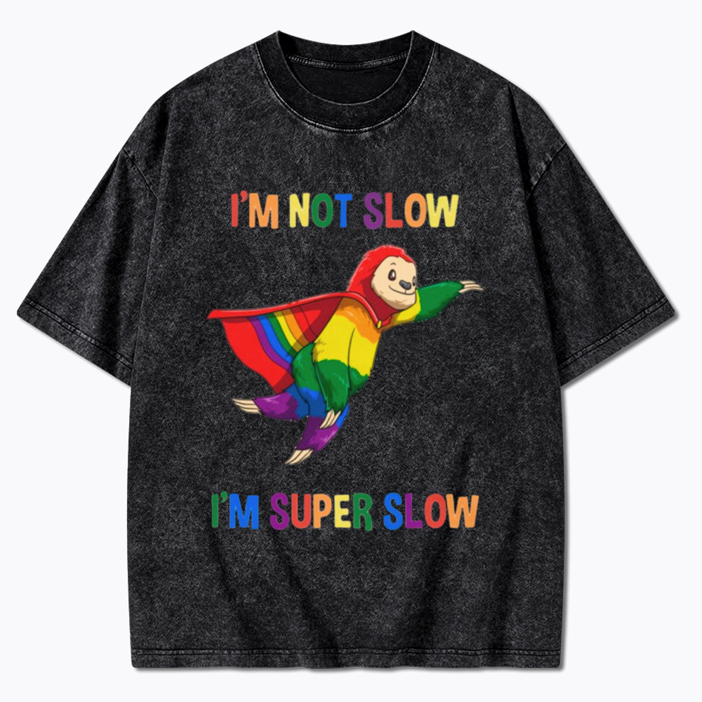 Funny Super Slow and Super Gay Washed T-Shirt