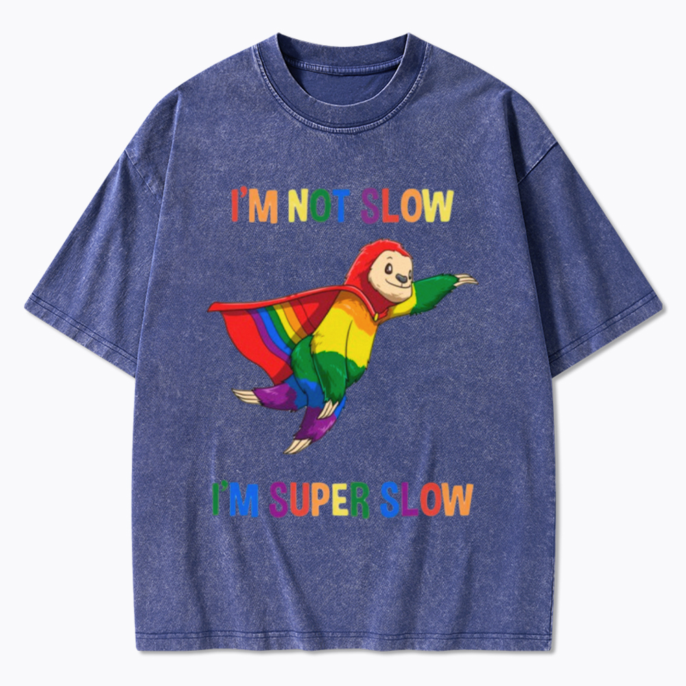 Funny Super Slow and Super Gay Washed T-Shirt