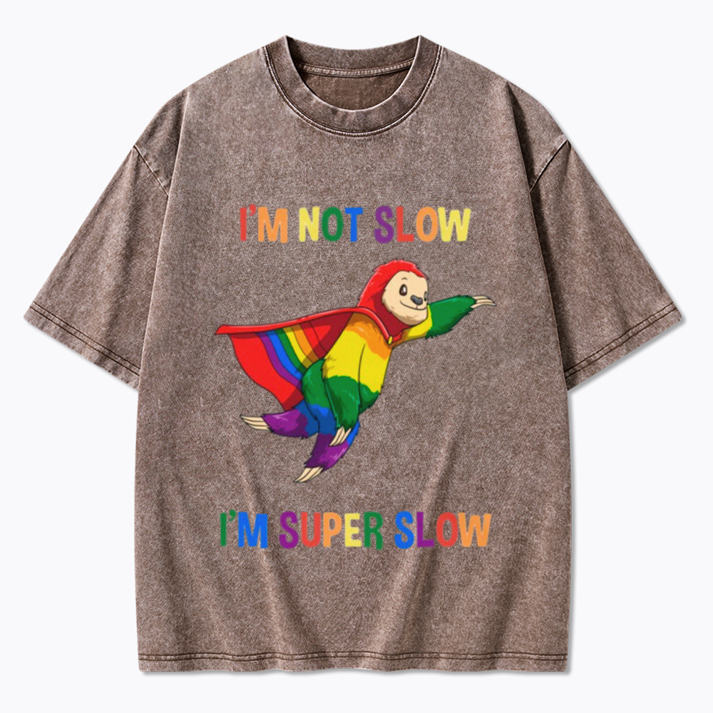 Funny Super Slow and Super Gay Washed T-Shirt