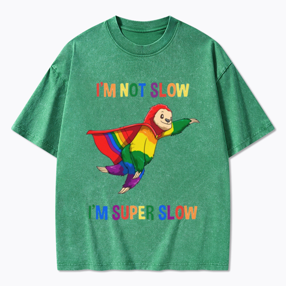 Funny Super Slow and Super Gay Washed T-Shirt
