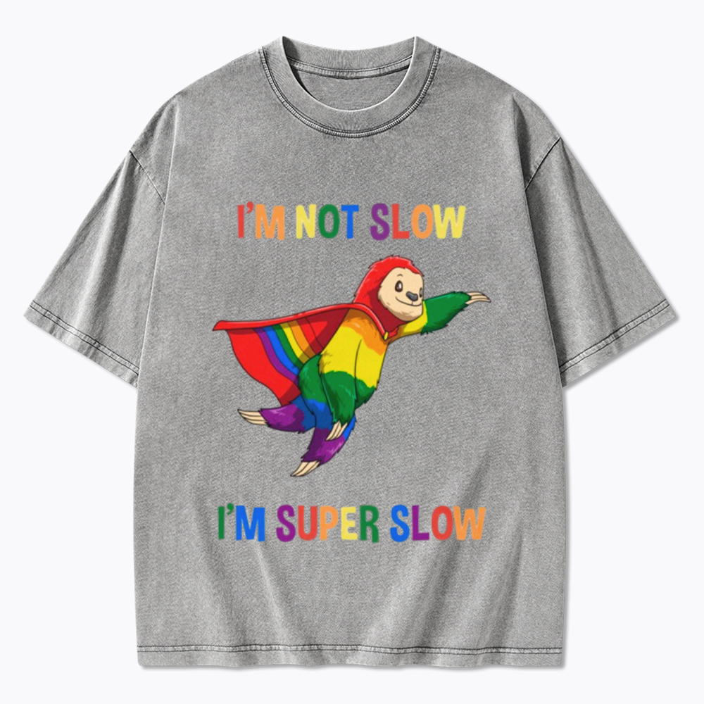 Funny Super Slow and Super Gay Washed T-Shirt