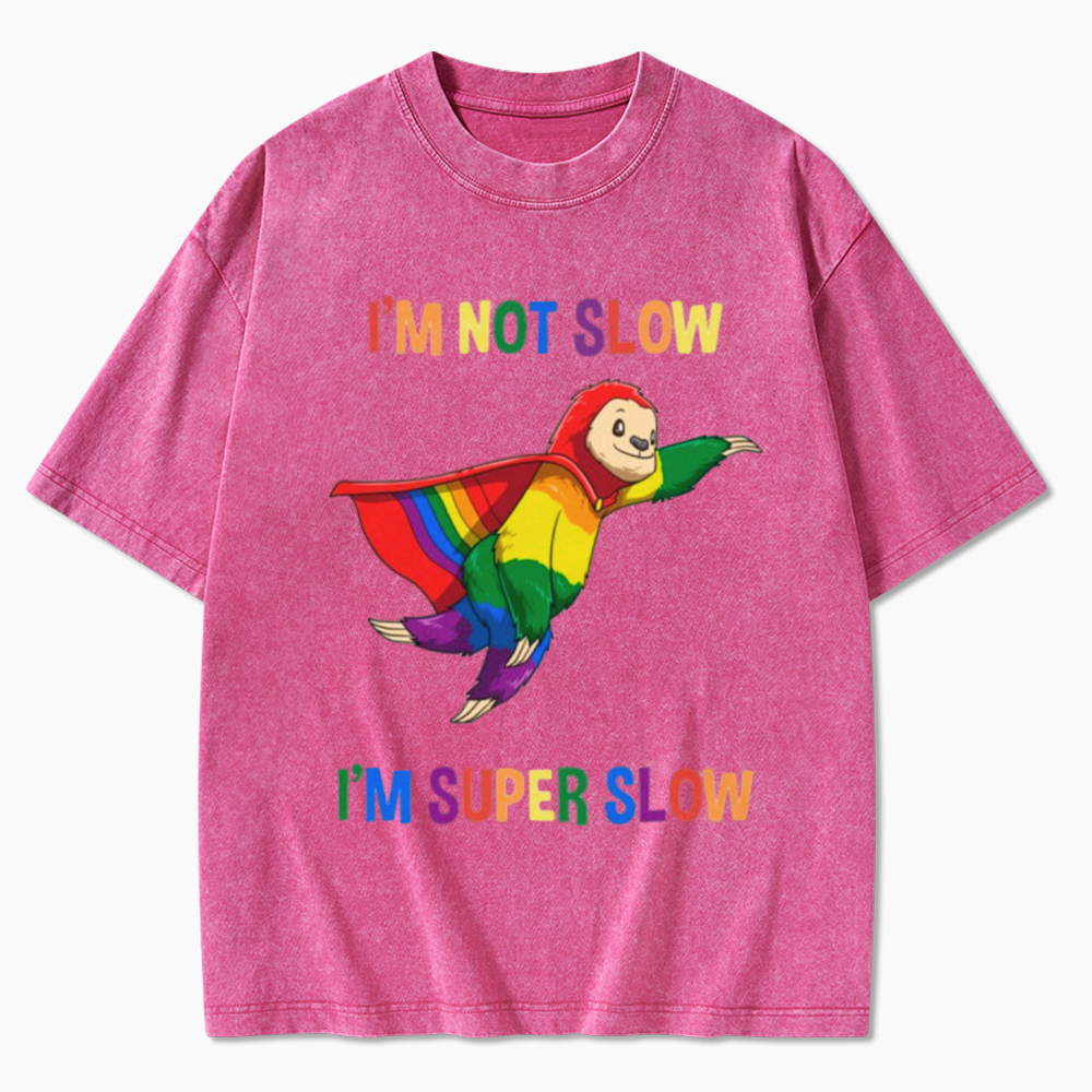 Funny Super Slow and Super Gay Washed T-Shirt