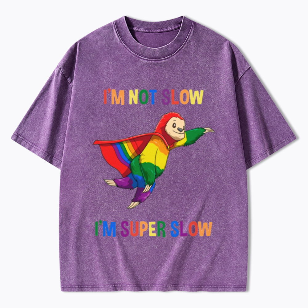 Funny Super Slow and Super Gay Washed T-Shirt