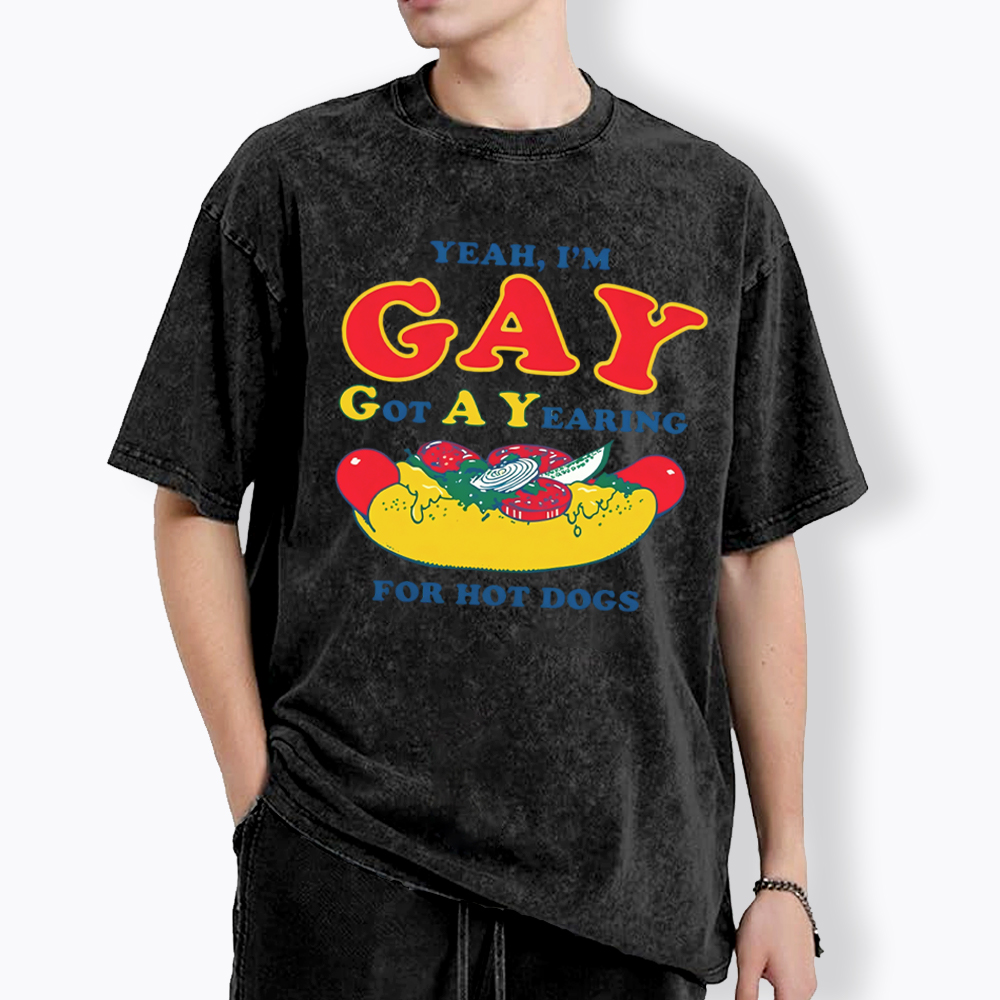 Hot Dog Yearning Washed T-Shirt