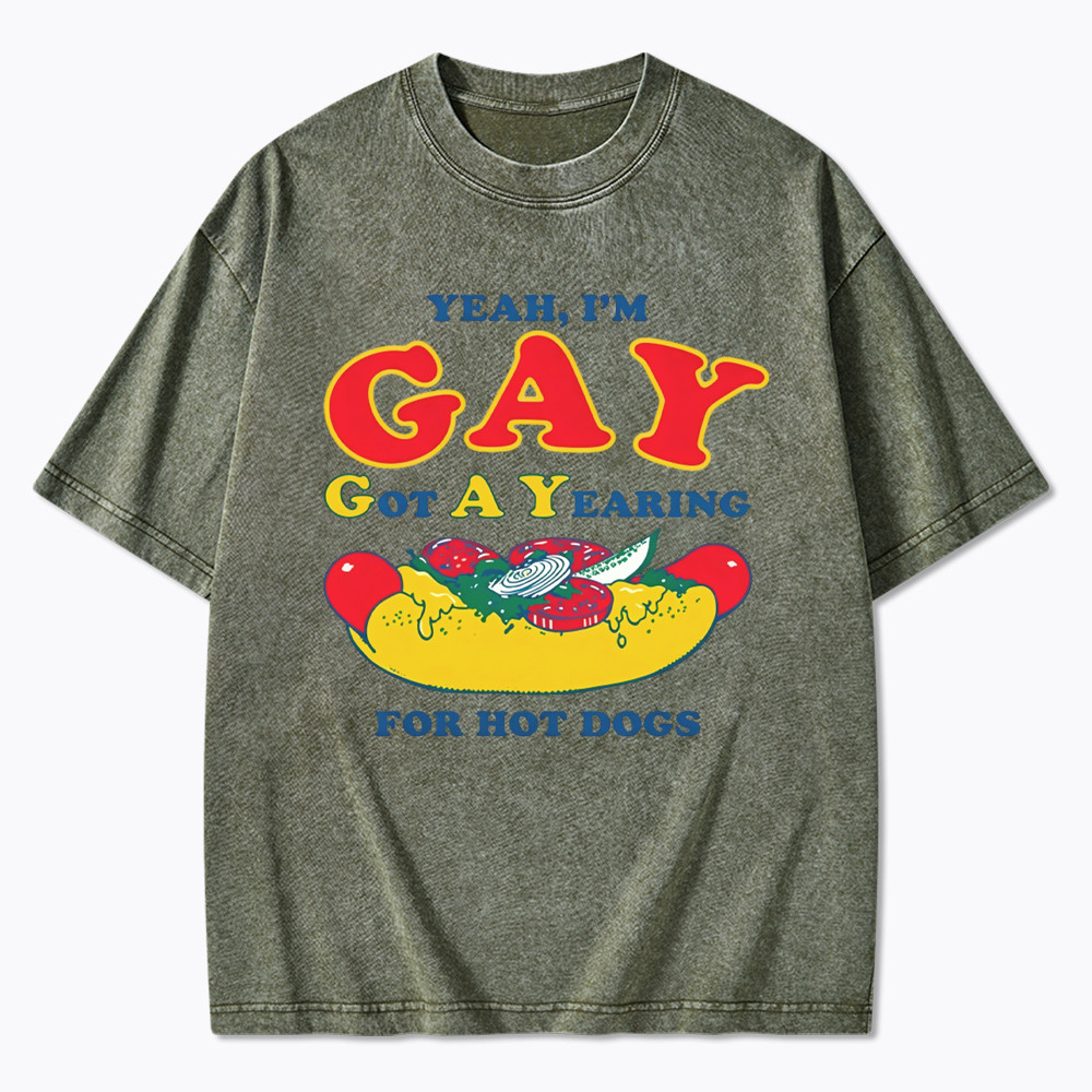 Hot Dog Yearning Washed T-Shirt