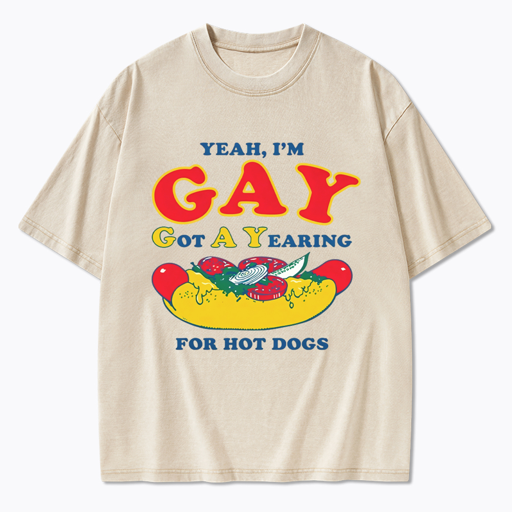 Hot Dog Yearning Washed T-Shirt