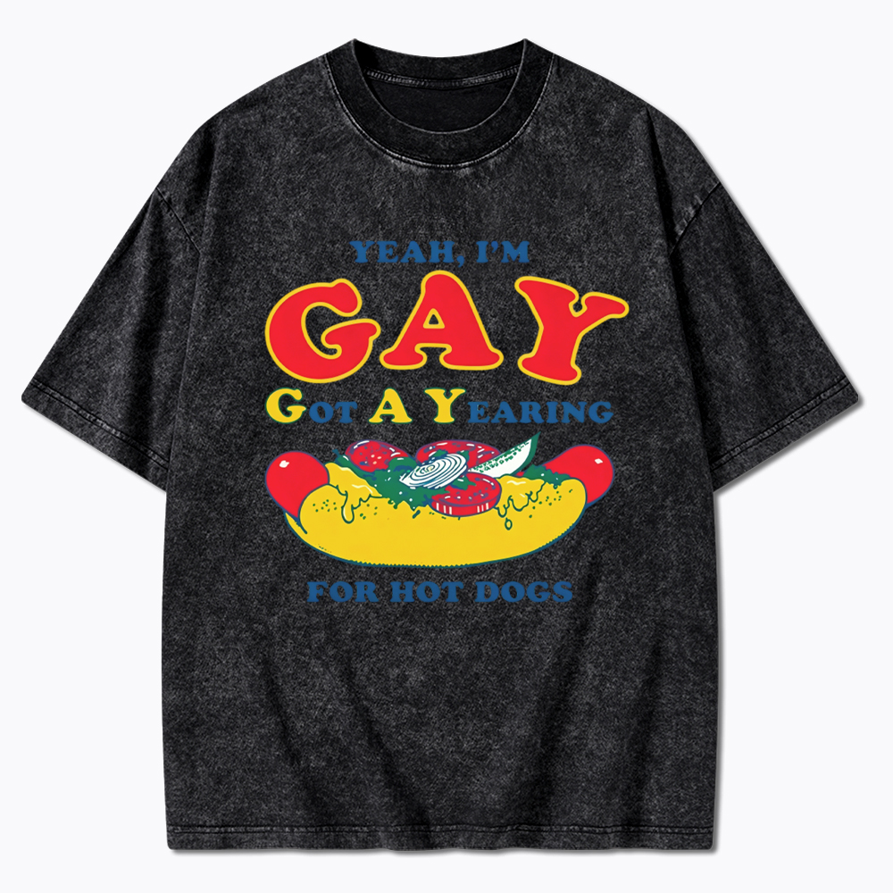 Hot Dog Yearning Washed T-Shirt
