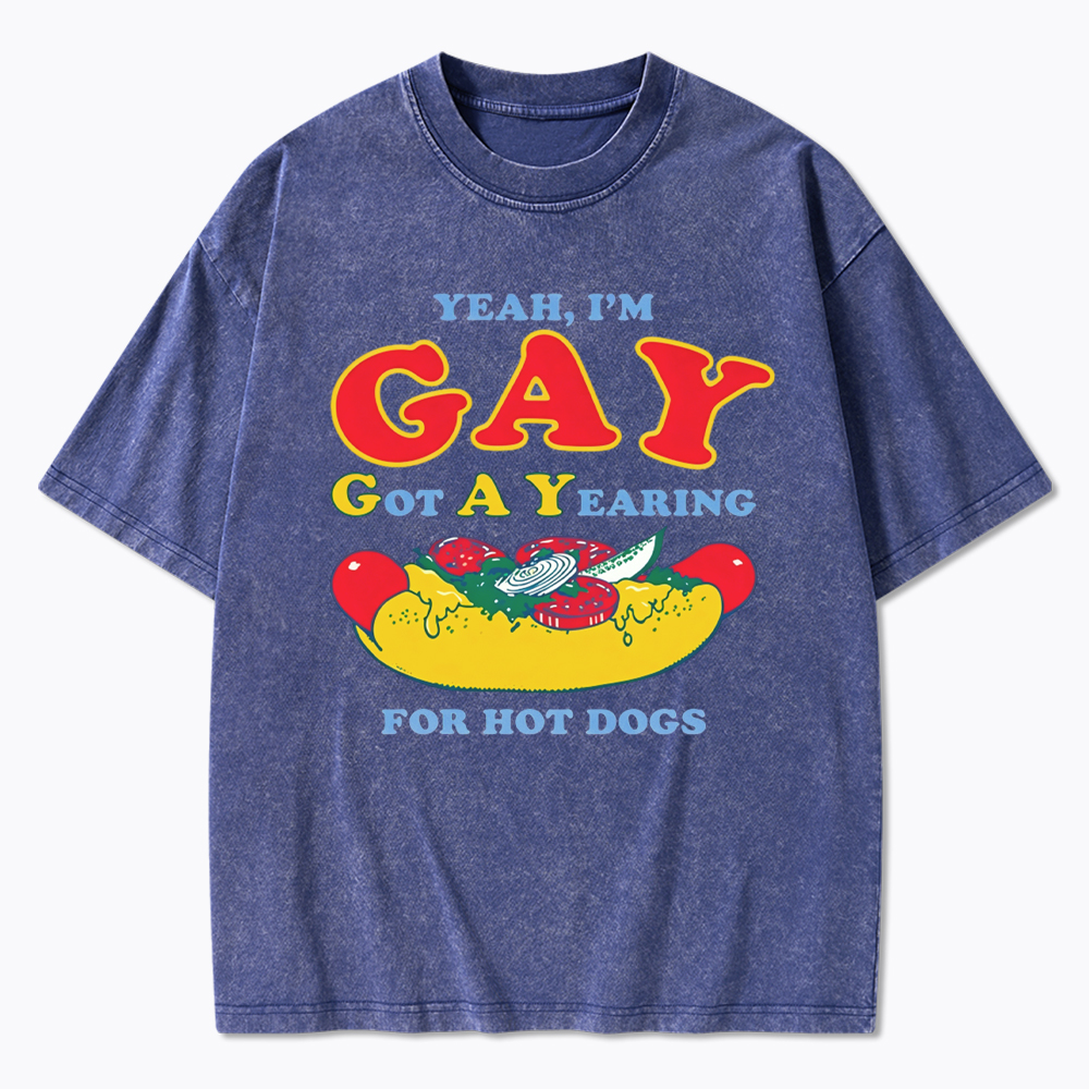 Hot Dog Yearning Washed T-Shirt