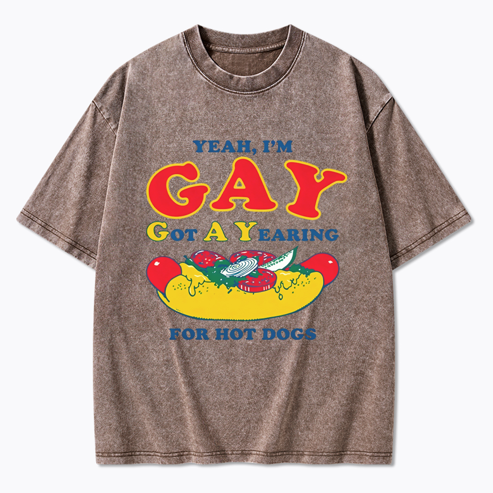 Hot Dog Yearning Washed T-Shirt