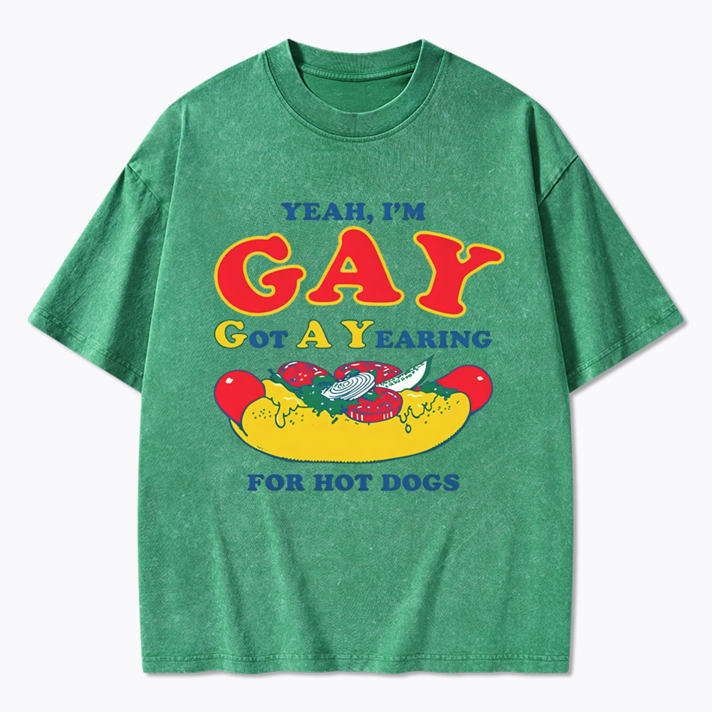 Hot Dog Yearning Washed T-Shirt