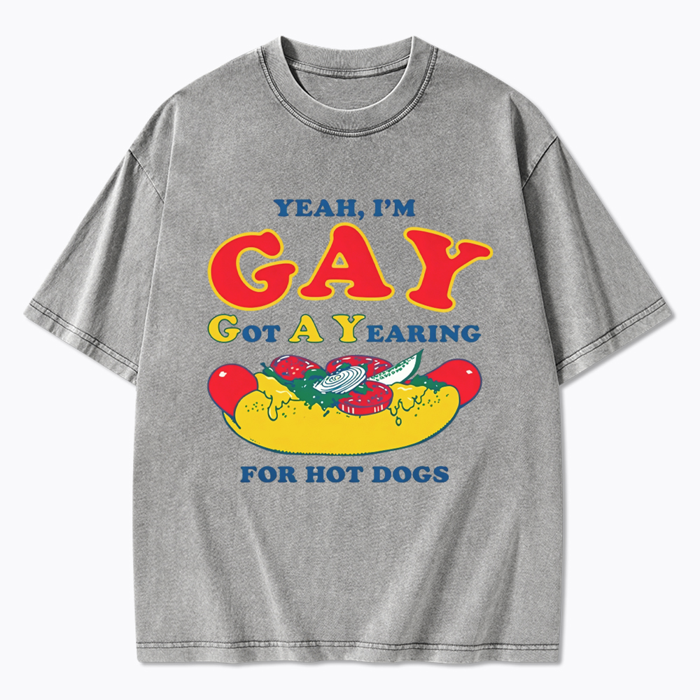 Hot Dog Yearning Washed T-Shirt