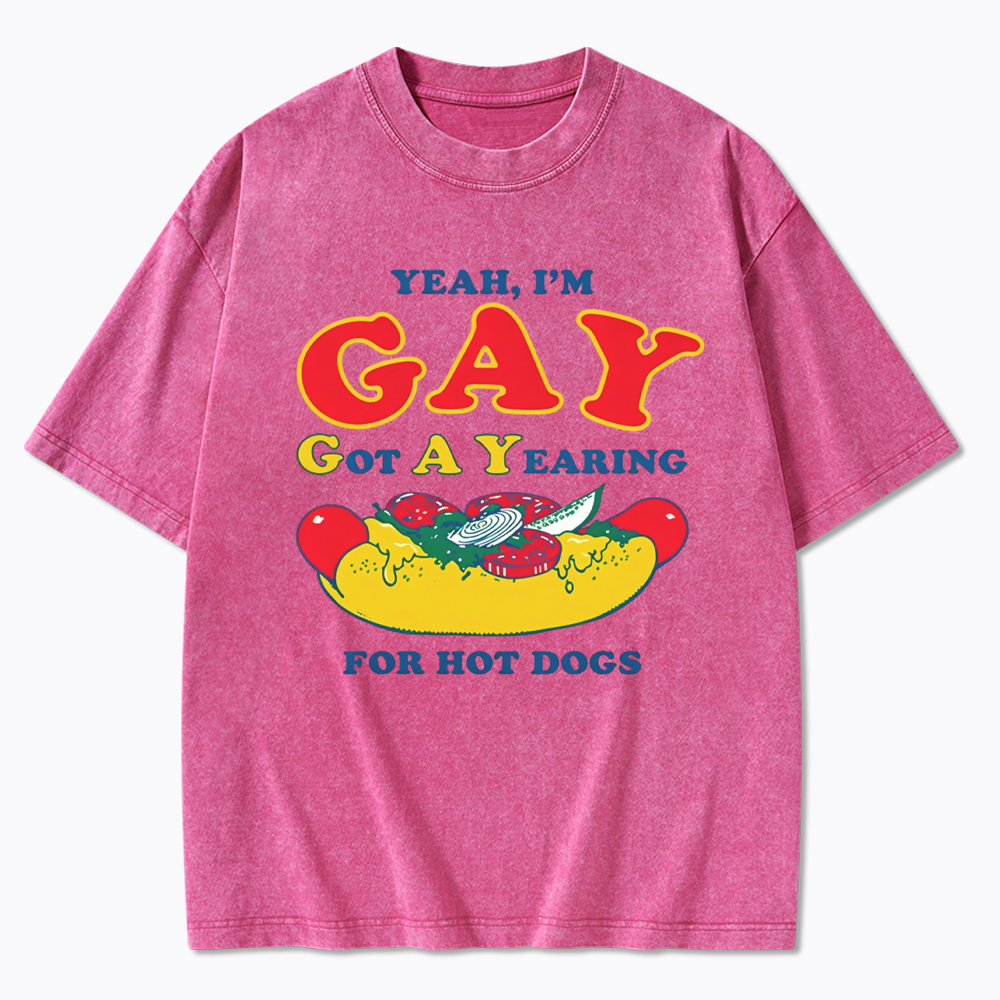 Hot Dog Yearning Washed T-Shirt