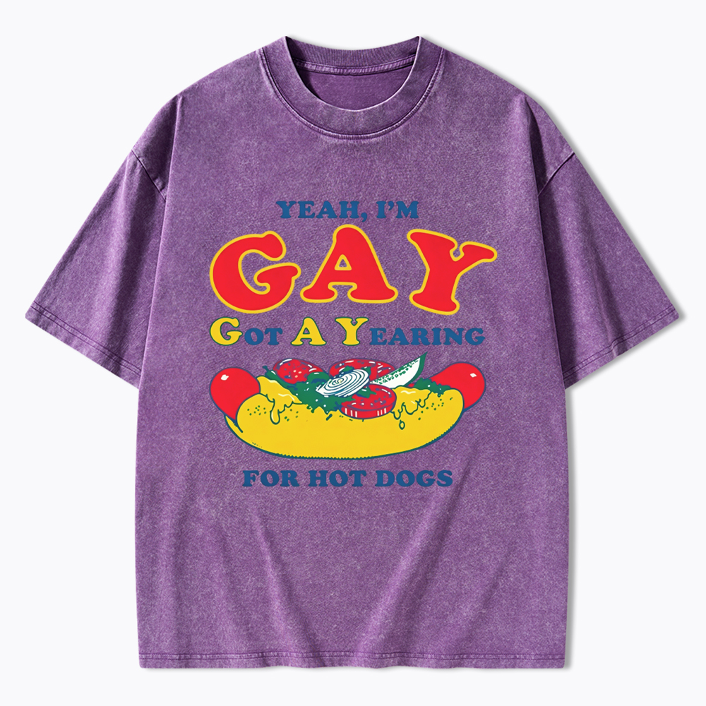 Hot Dog Yearning Washed T-Shirt