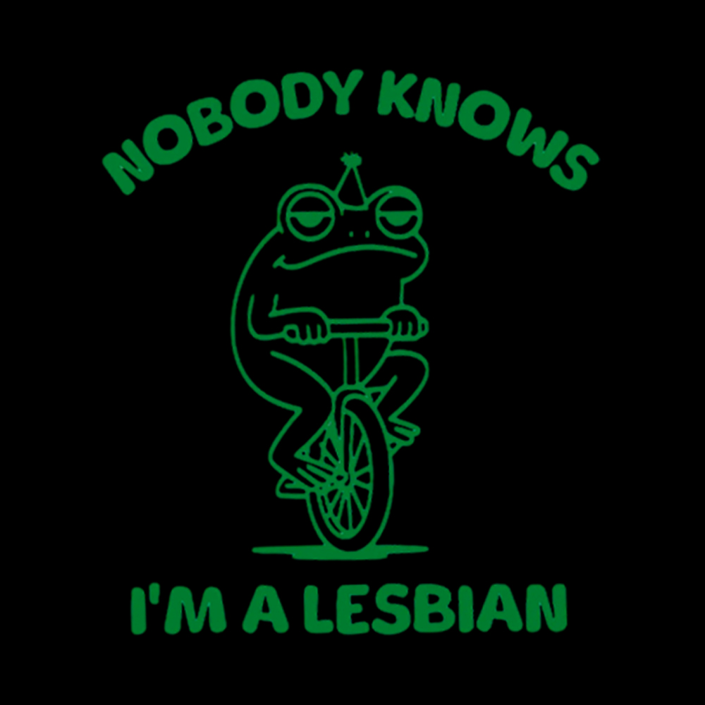 Nobody Knows I'm a Lesbian Frog Washed T-Shirt