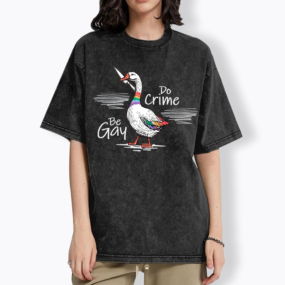 Be Gay Do Crime Goose Washed T-Shirt