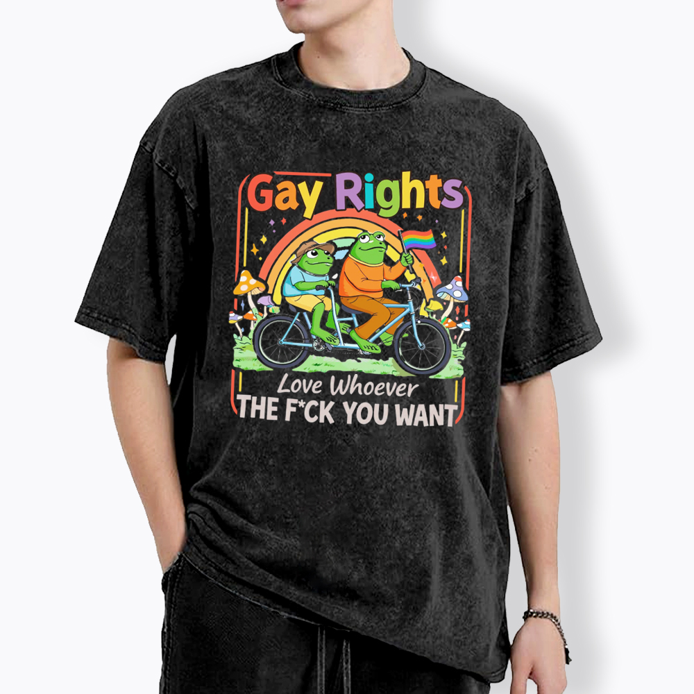 Frog Gay Rights Love Whoever You Want Washed T-Shirt