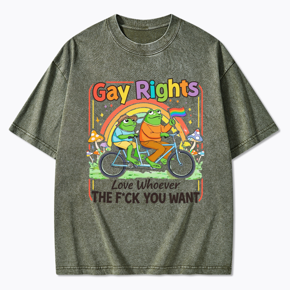 Frog Gay Rights Love Whoever You Want Washed T-Shirt