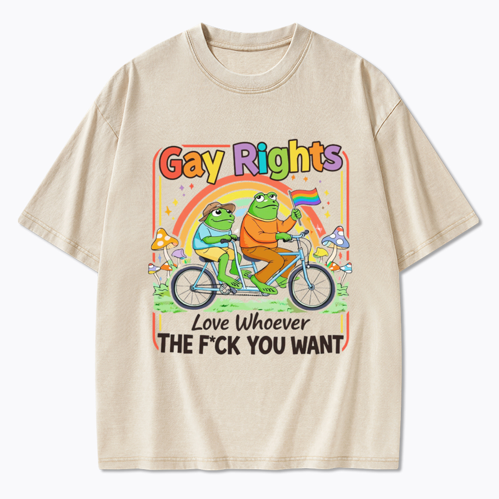 Frog Gay Rights Love Whoever You Want Washed T-Shirt
