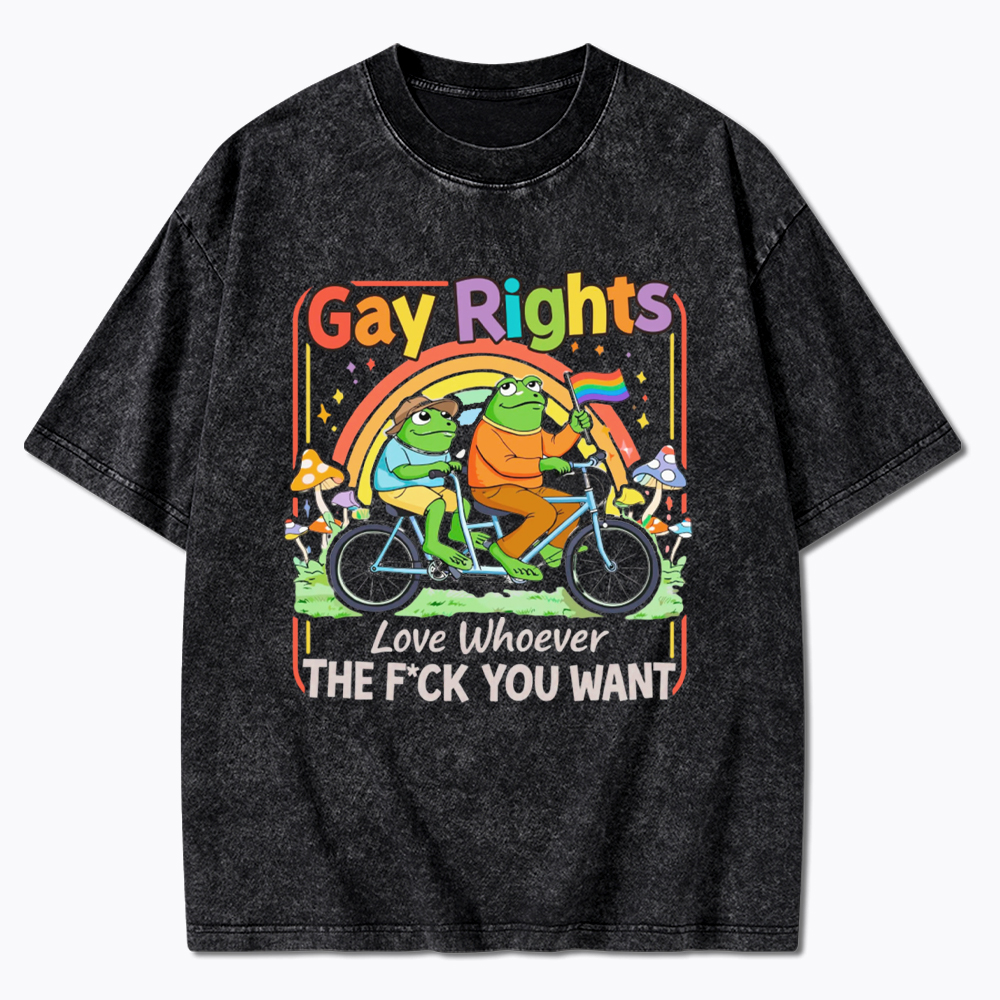 Frog Gay Rights Love Whoever You Want Washed T-Shirt