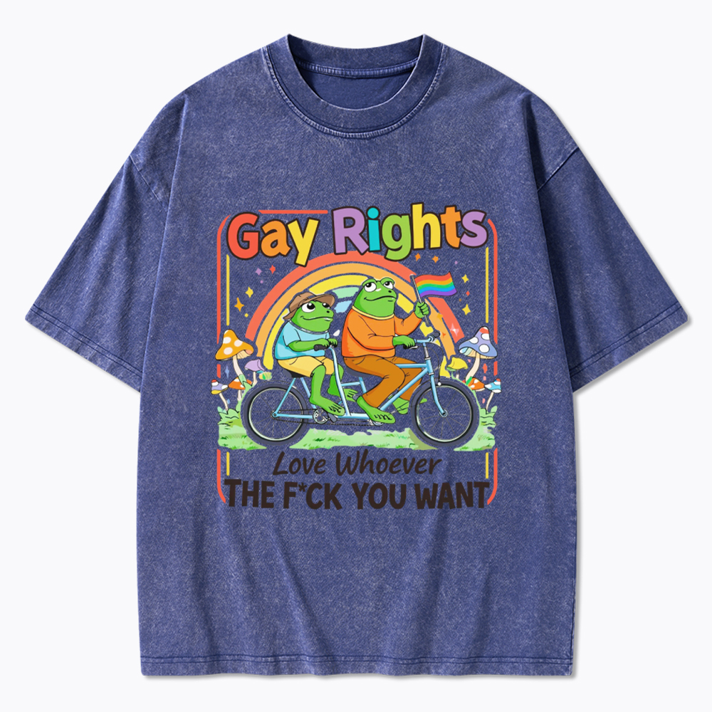 Frog Gay Rights Love Whoever You Want Washed T-Shirt