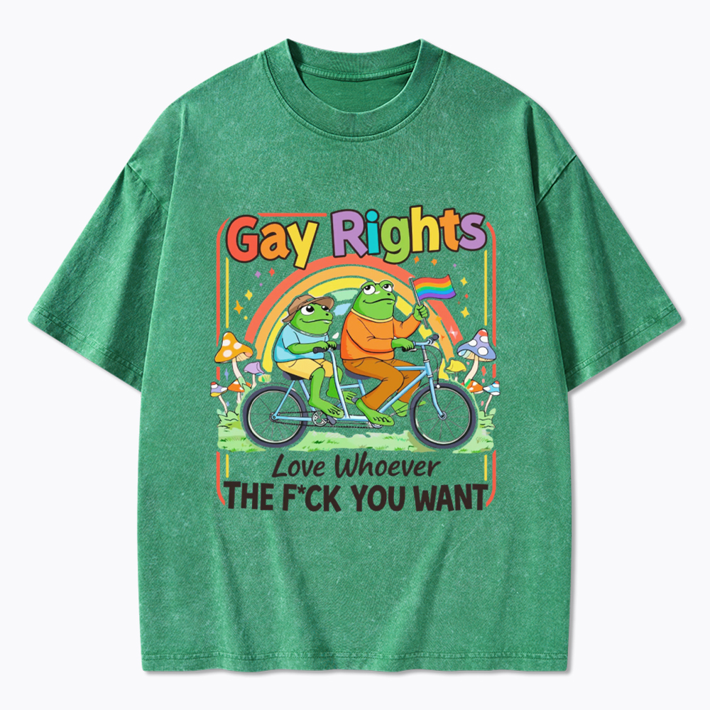 Frog Gay Rights Love Whoever You Want Washed T-Shirt
