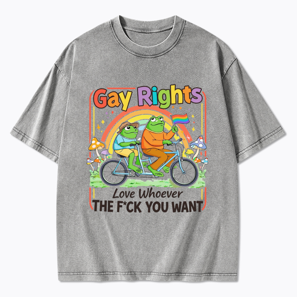 Frog Gay Rights Love Whoever You Want Washed T-Shirt
