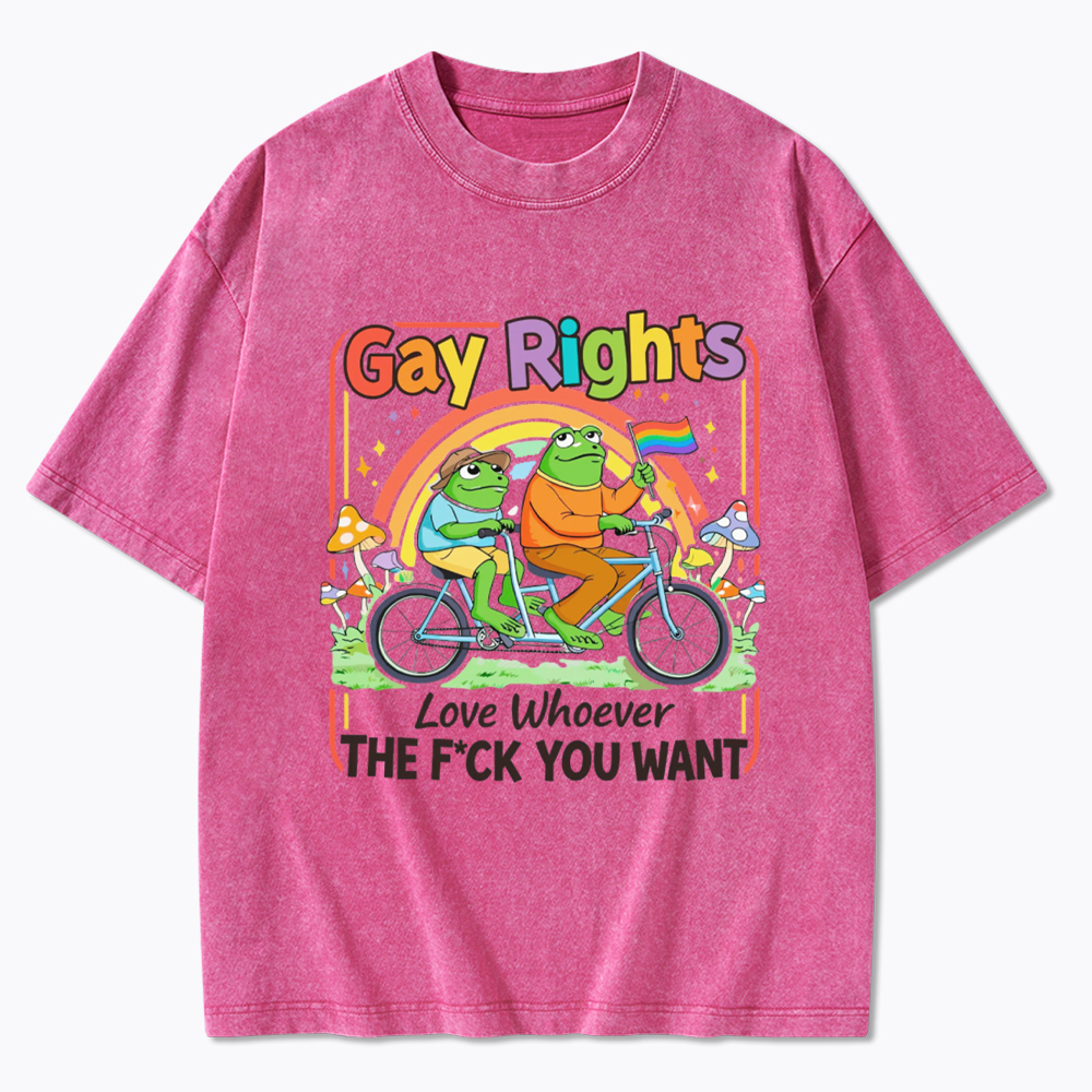 Frog Gay Rights Love Whoever You Want Washed T-Shirt