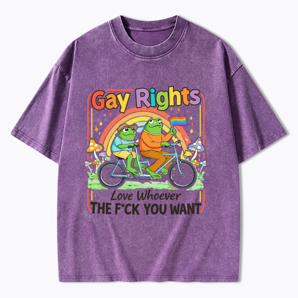 Frog Gay Rights Love Whoever You Want Washed T-Shirt
