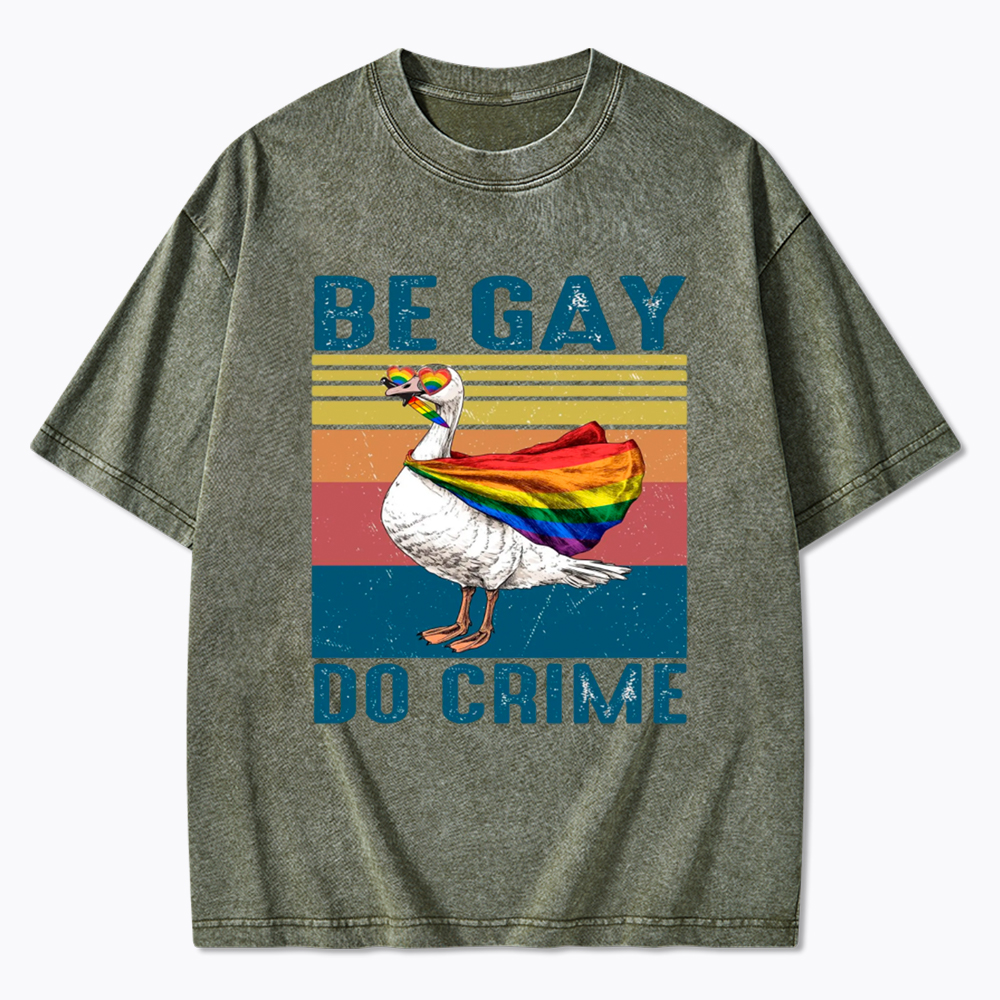 Be Gay Do Crime Goose Pride Washed T-Shirt