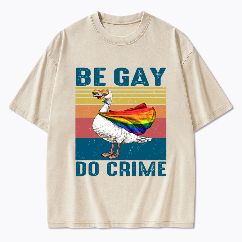 Be Gay Do Crime Goose Pride Washed T-Shirt