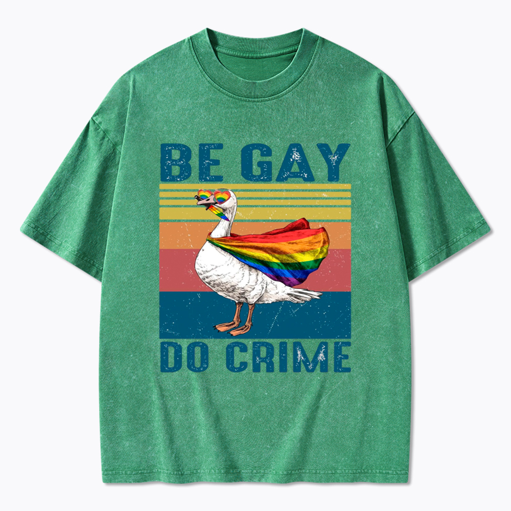 Be Gay Do Crime Goose Pride Washed T-Shirt