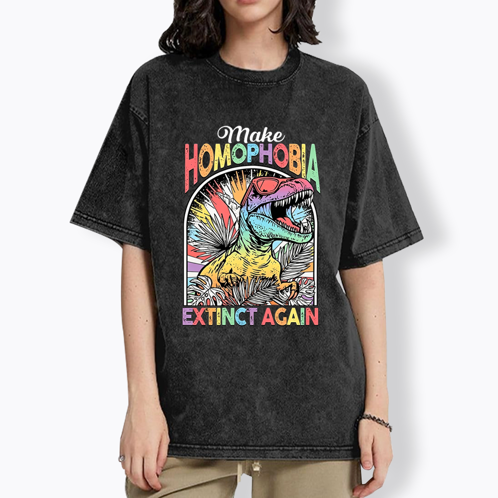 Make Homophobia Extinct Washed T-Shirt