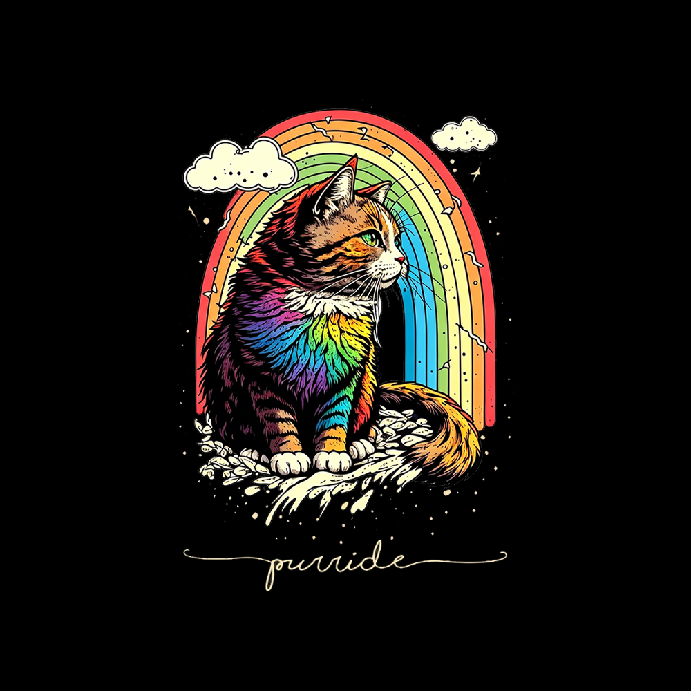 Cat Rainbow Washed T-Shirt