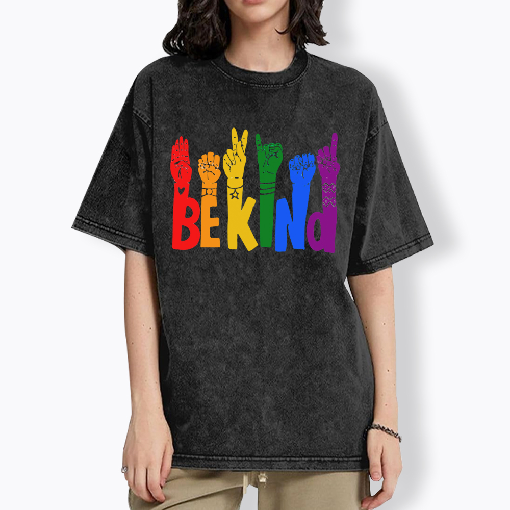 Be Kind Sign Language Washed T-Shirt