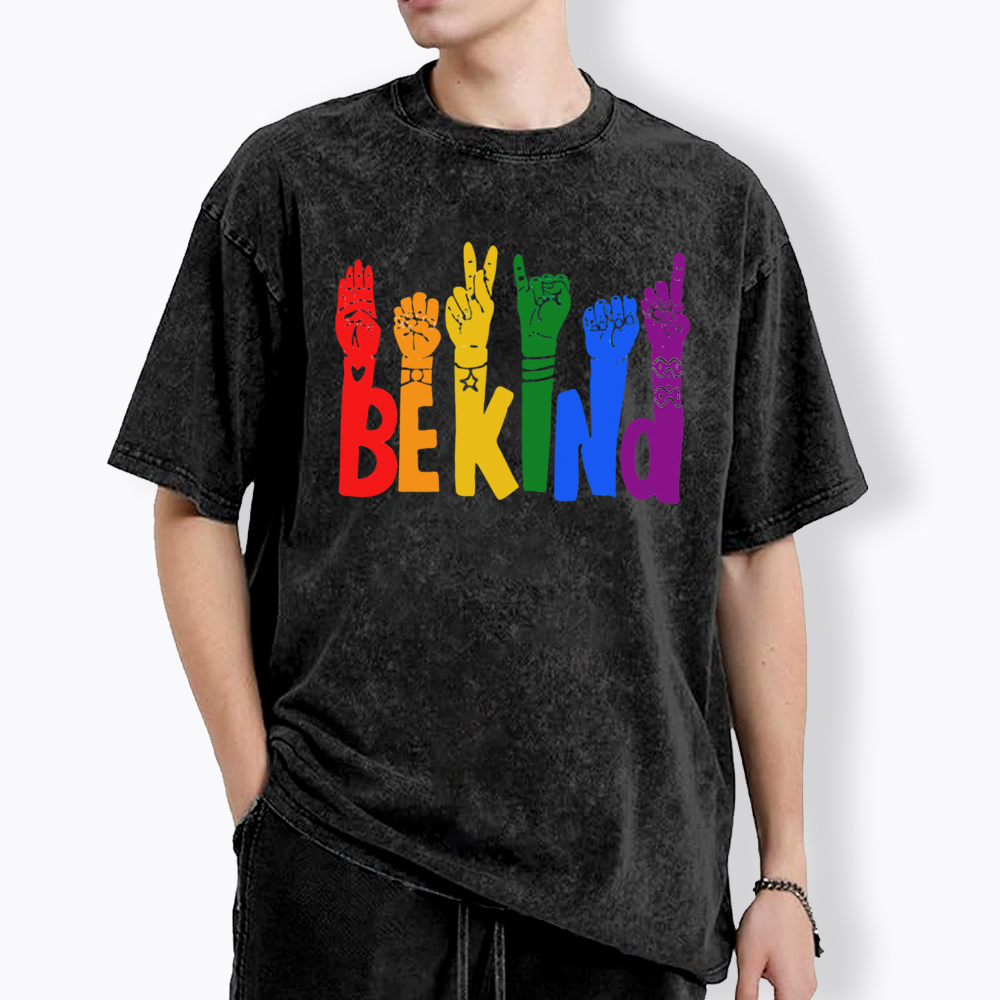 Be Kind Sign Language Washed T-Shirt
