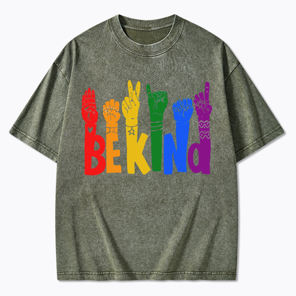 Be Kind Sign Language Washed T-Shirt