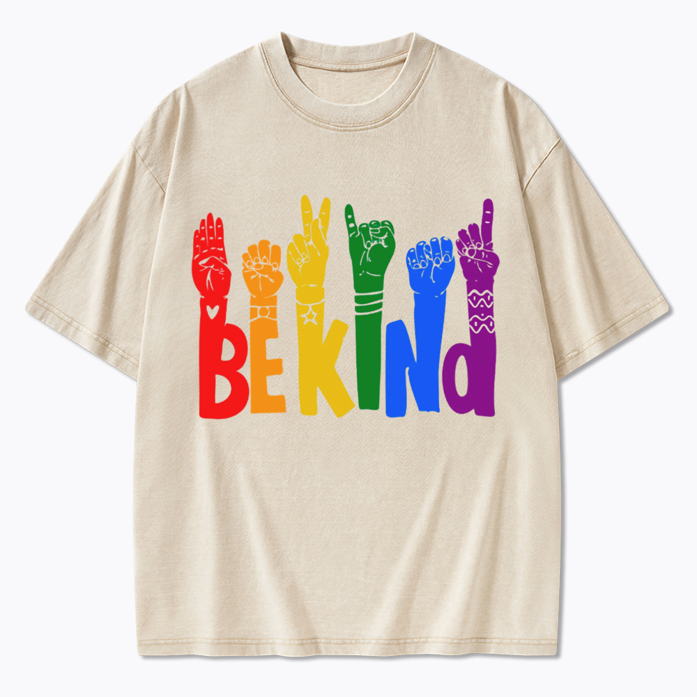 Be Kind Sign Language Washed T-Shirt