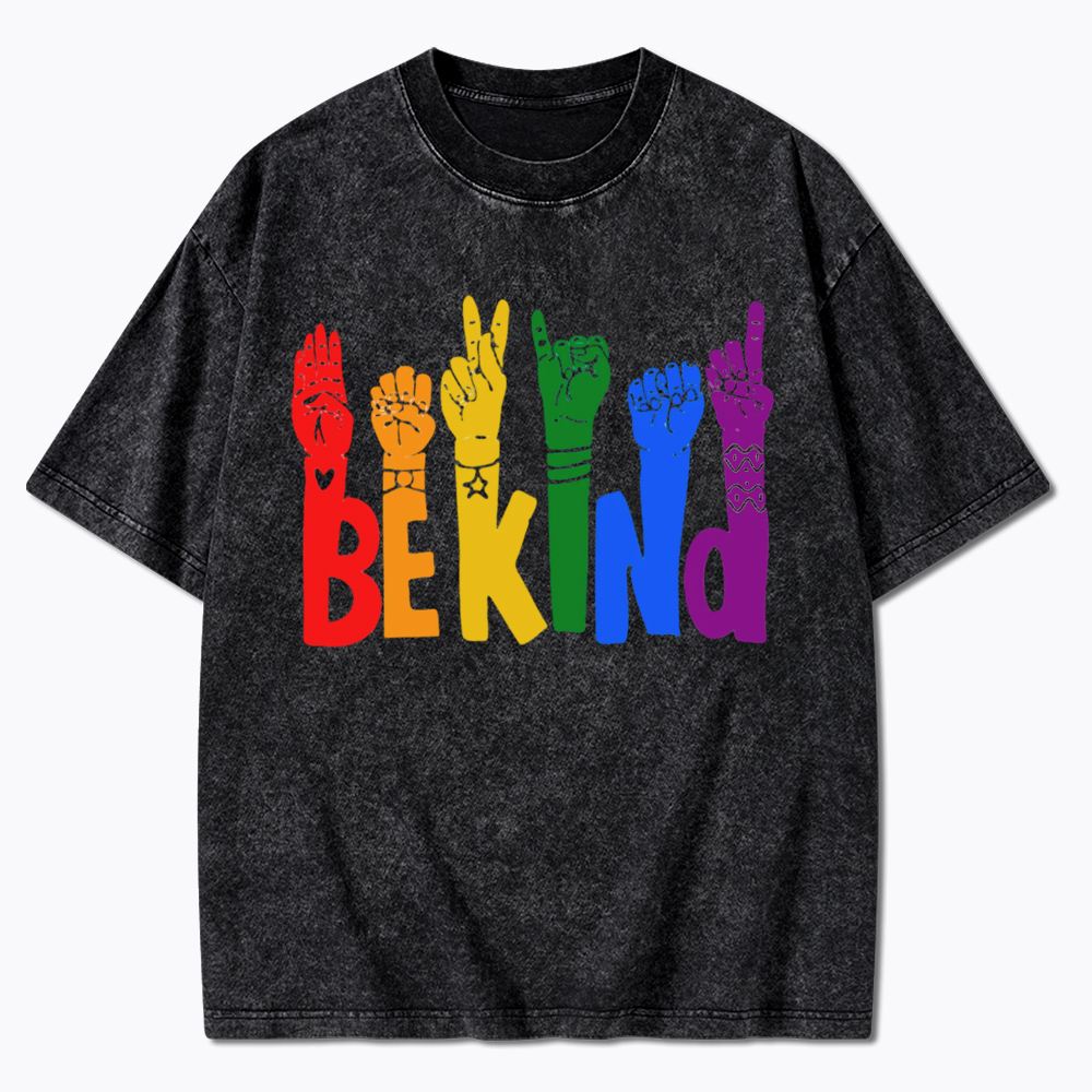Be Kind Sign Language Washed T-Shirt