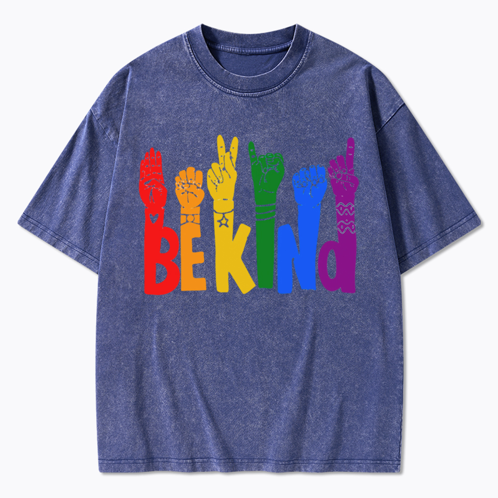 Be Kind Sign Language Washed T-Shirt