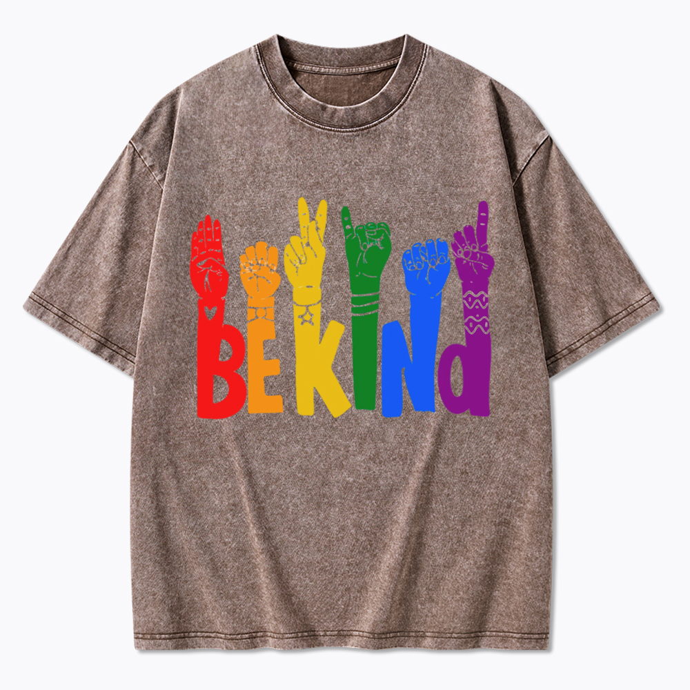 Be Kind Sign Language Washed T-Shirt
