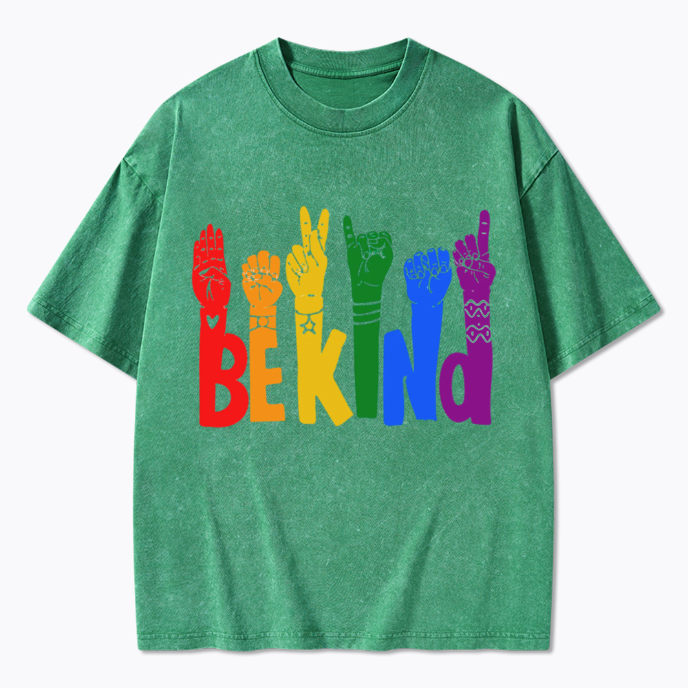 Be Kind Sign Language Washed T-Shirt