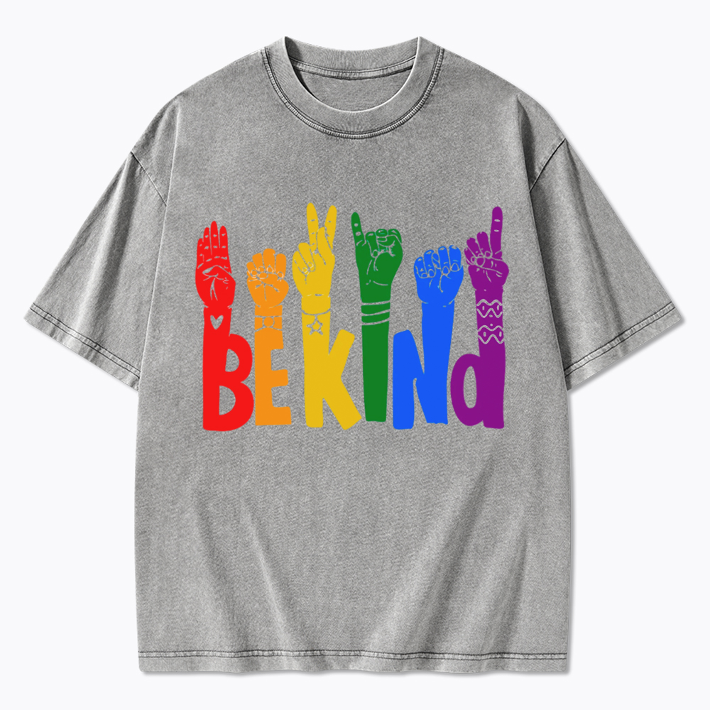 Be Kind Sign Language Washed T-Shirt