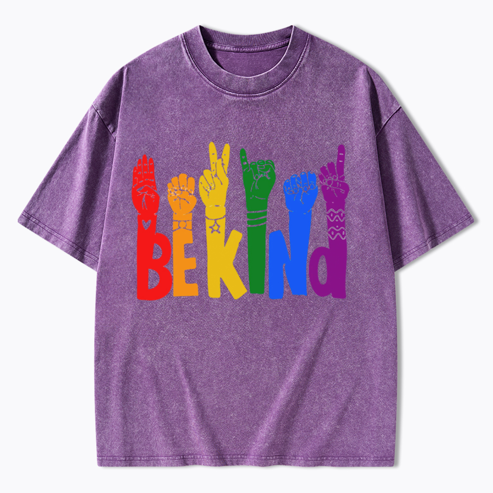 Be Kind Sign Language Washed T-Shirt