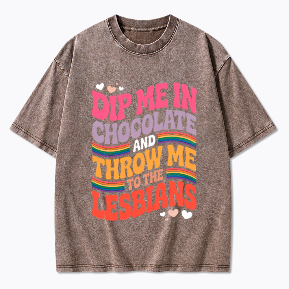 Dip Me In Chocolate And Throw Me To The Lesbians Washed T-Shirt