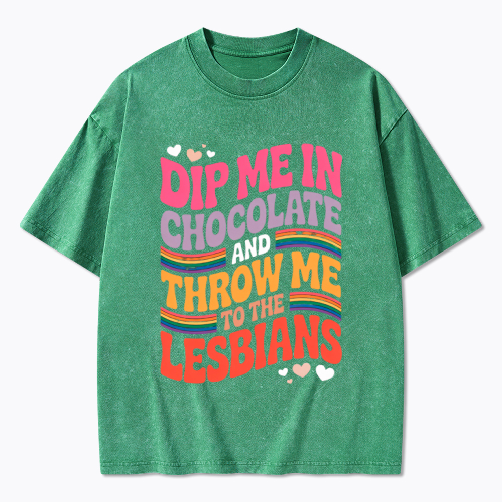 Dip Me In Chocolate And Throw Me To The Lesbians Washed T-Shirt