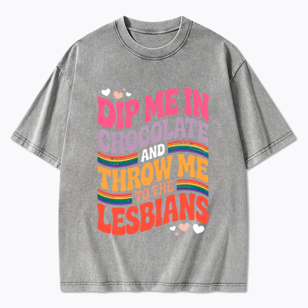 Dip Me In Chocolate And Throw Me To The Lesbians Washed T-Shirt