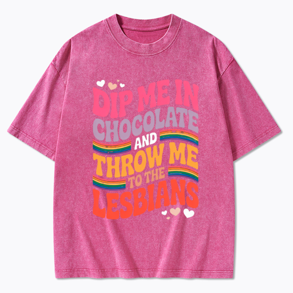 Dip Me In Chocolate And Throw Me To The Lesbians Washed T-Shirt