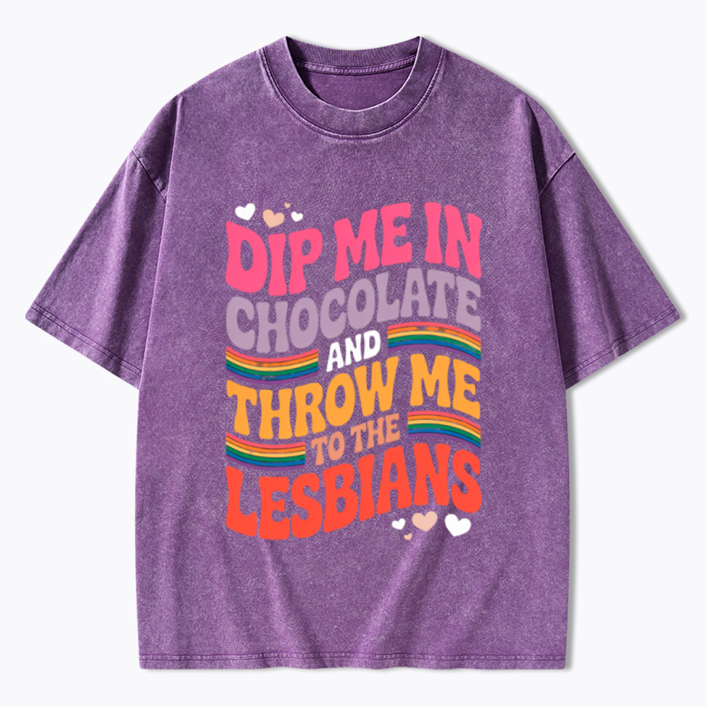 Dip Me In Chocolate And Throw Me To The Lesbians Washed T-Shirt