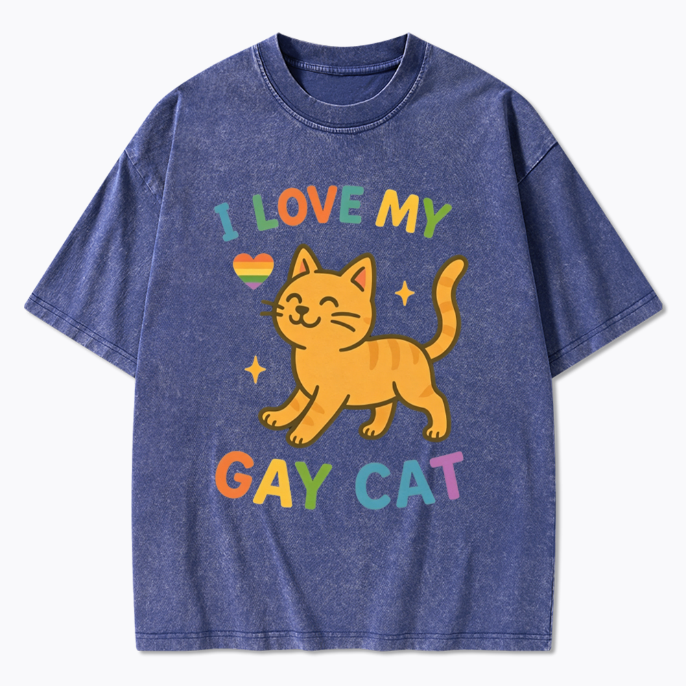I Love My Gay Cat Washed T-Shirt