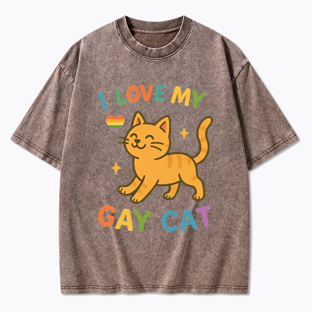 I Love My Gay Cat Washed T-Shirt